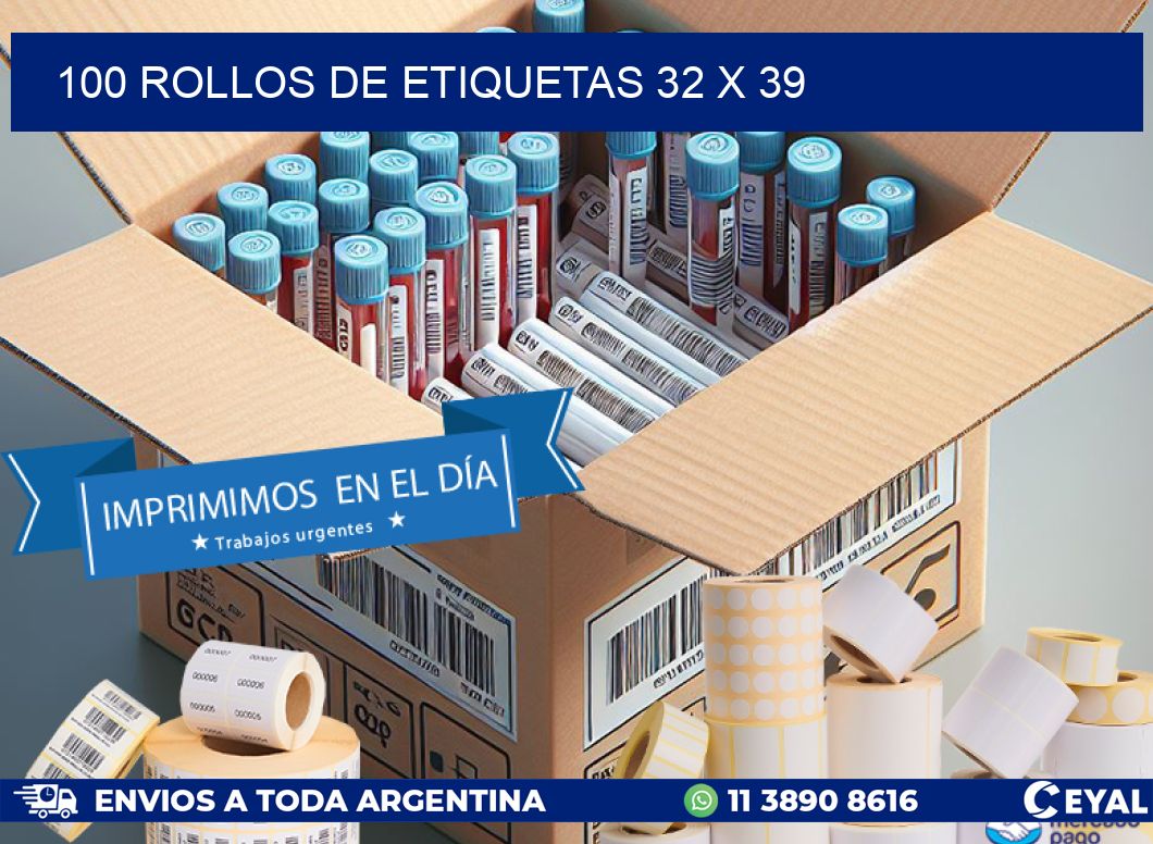 100 ROLLOS DE ETIQUETAS 32 x 39