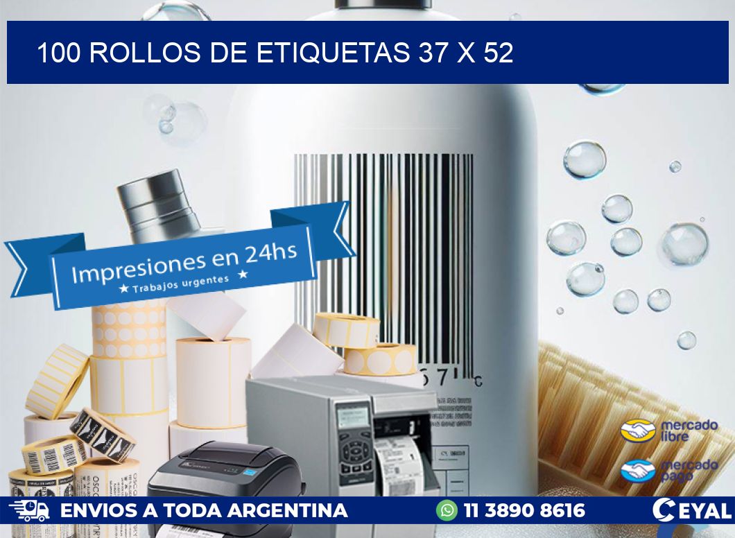 100 ROLLOS DE ETIQUETAS 37 x 52