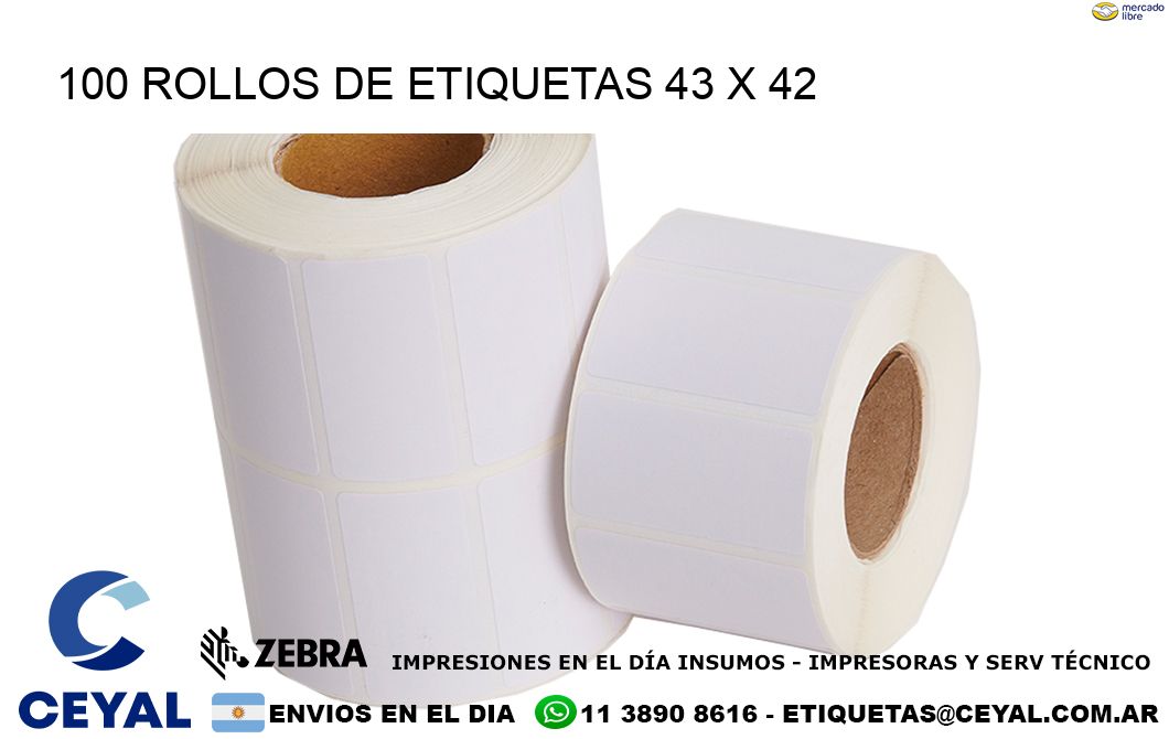 100 ROLLOS DE ETIQUETAS 43 x 42