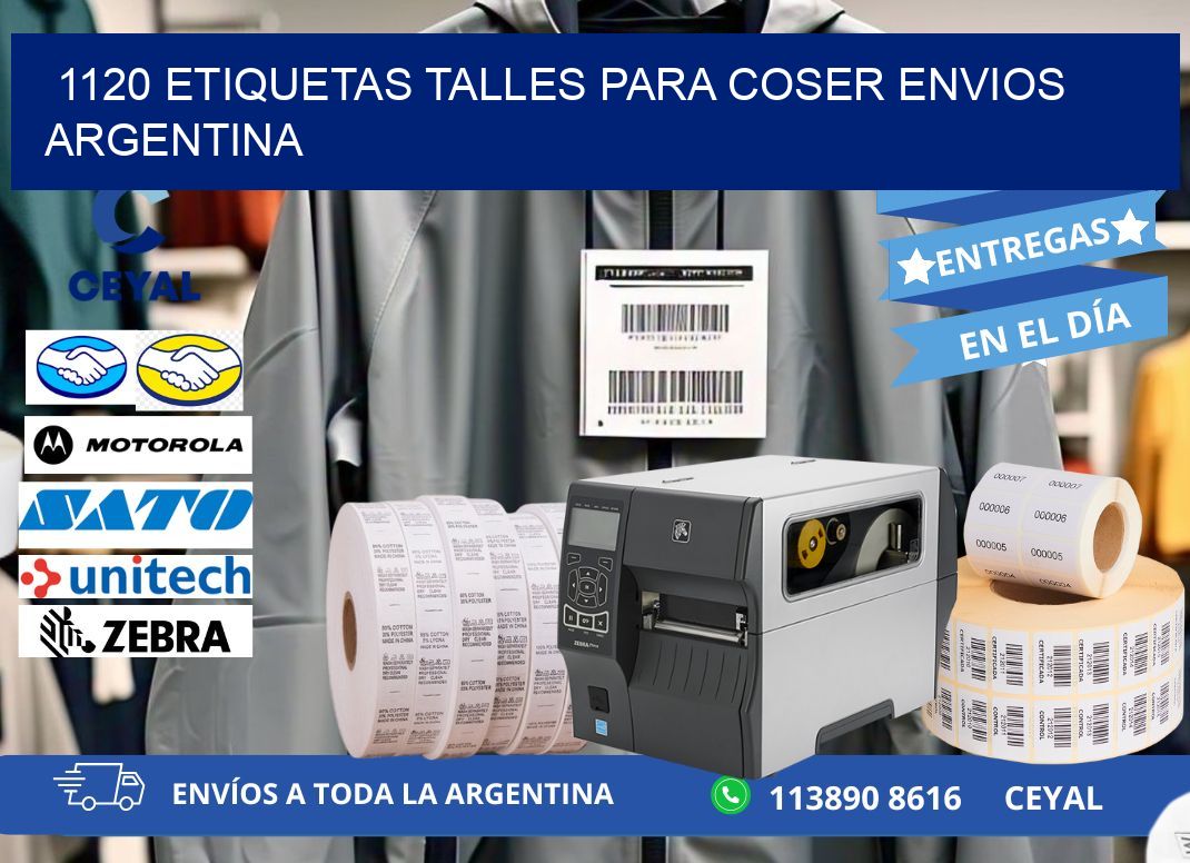 1120 ETIQUETAS TALLES PARA COSER ENVIOS ARGENTINA