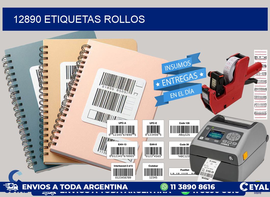 12890 etiquetas rollos