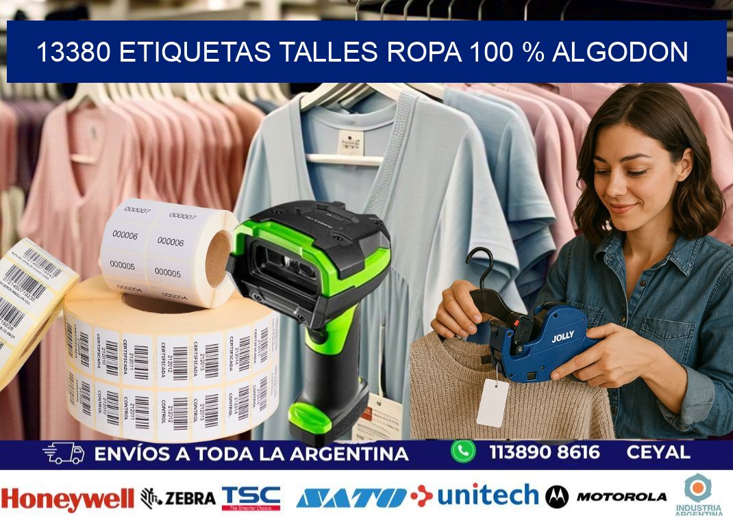 13380 ETIQUETAS TALLES ROPA 100 % ALGODON