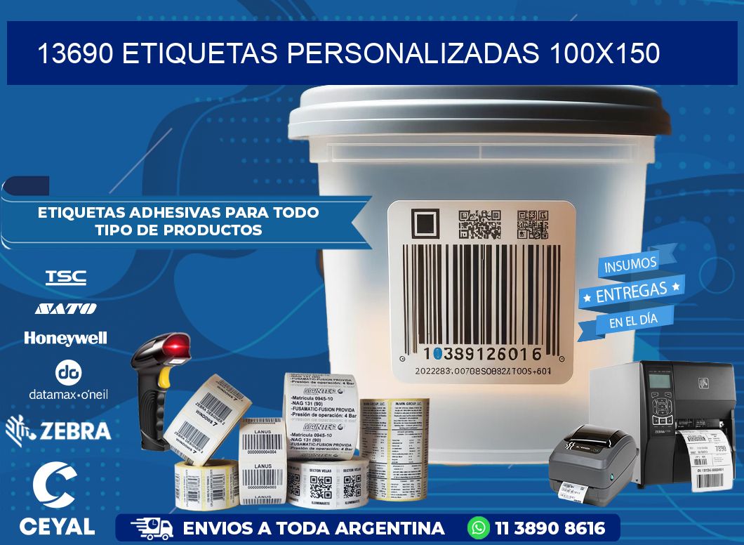 13690 Etiquetas personalizadas 100×150