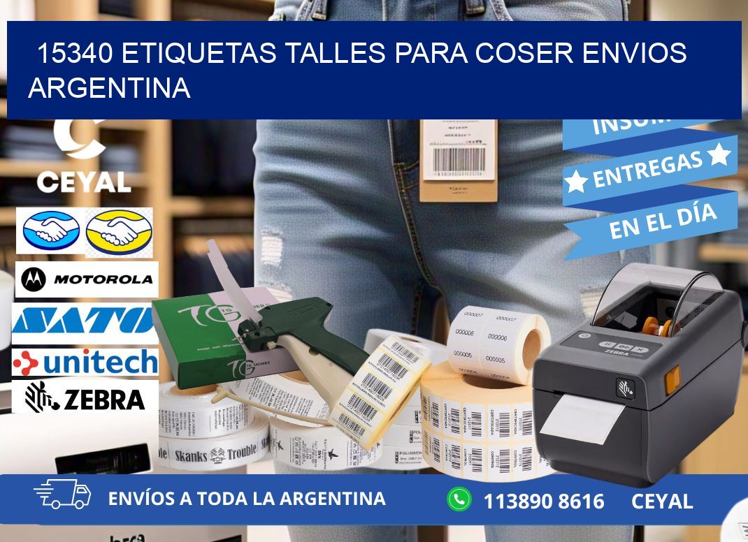 15340 ETIQUETAS TALLES PARA COSER ENVIOS ARGENTINA