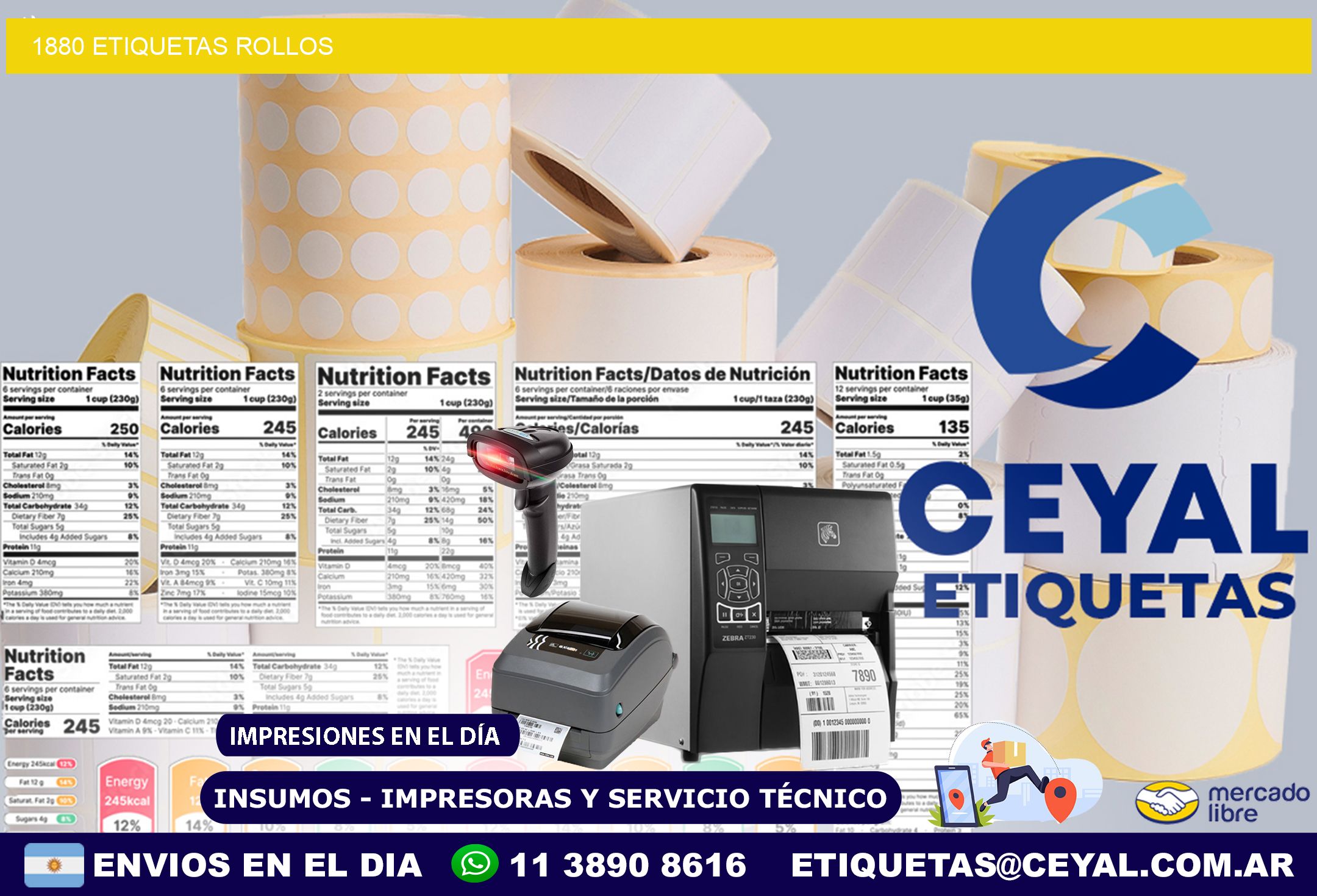 1880 etiquetas rollos