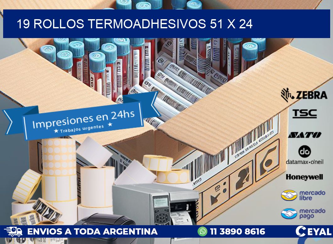 19 ROLLOS TERMOADHESIVOS 51 x 24