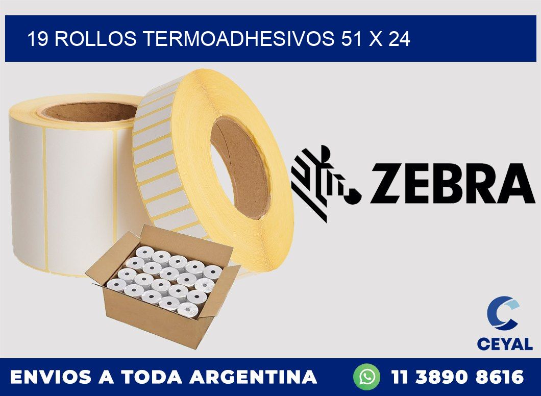 19 ROLLOS TERMOADHESIVOS 51 x 24