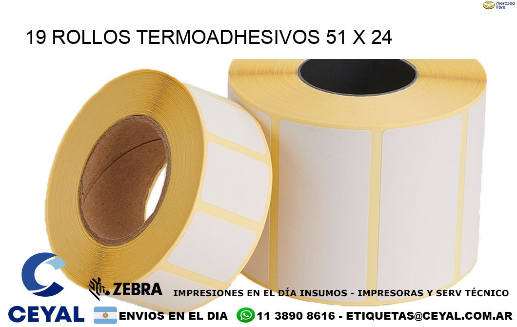 19 ROLLOS TERMOADHESIVOS 51 x 24