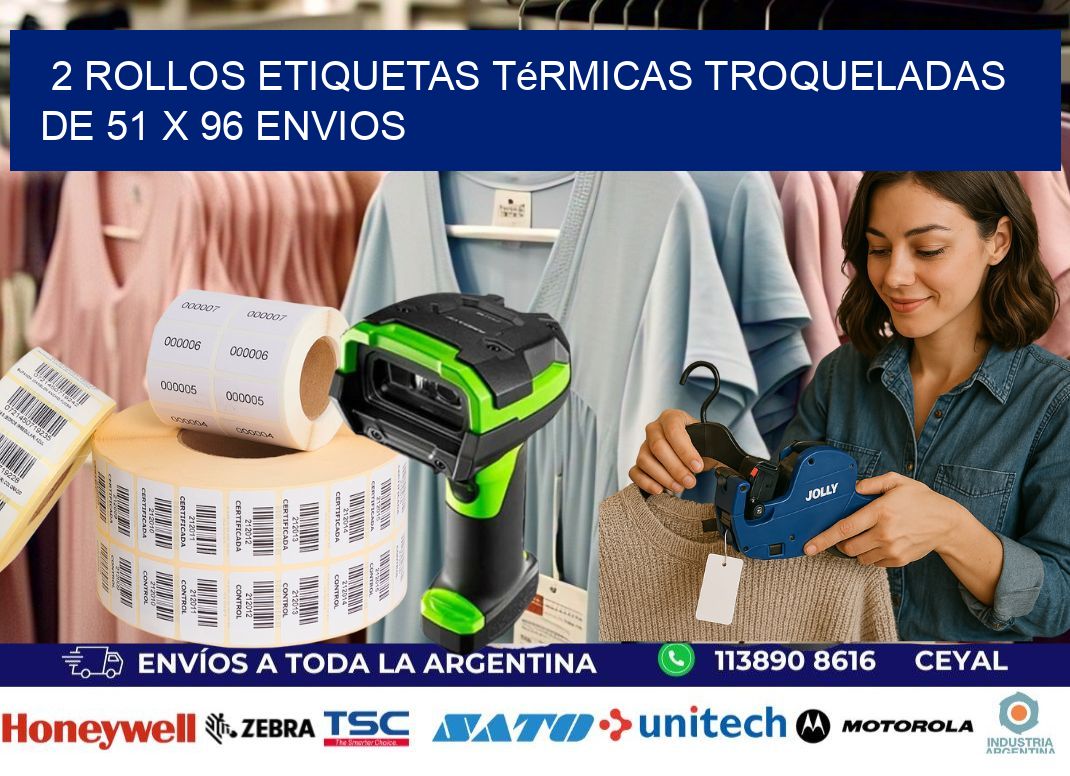 2 Rollos Etiquetas Térmicas Troqueladas De 51 x 96 ENVIOS