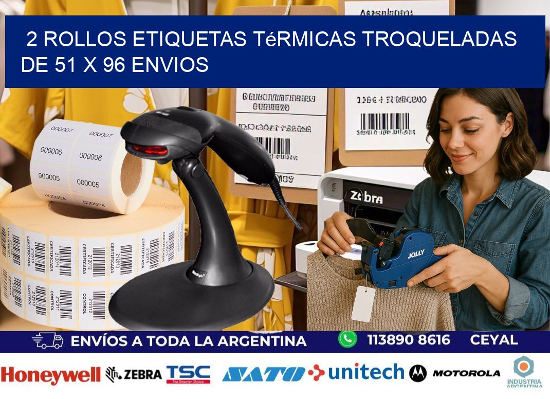 2 Rollos Etiquetas Térmicas Troqueladas De 51 x 96 ENVIOS