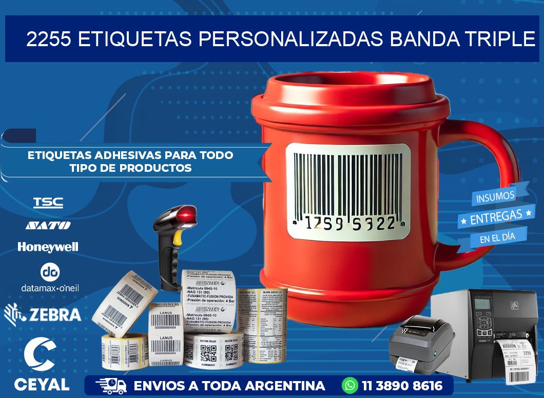 2255 Etiquetas personalizadas banda triple