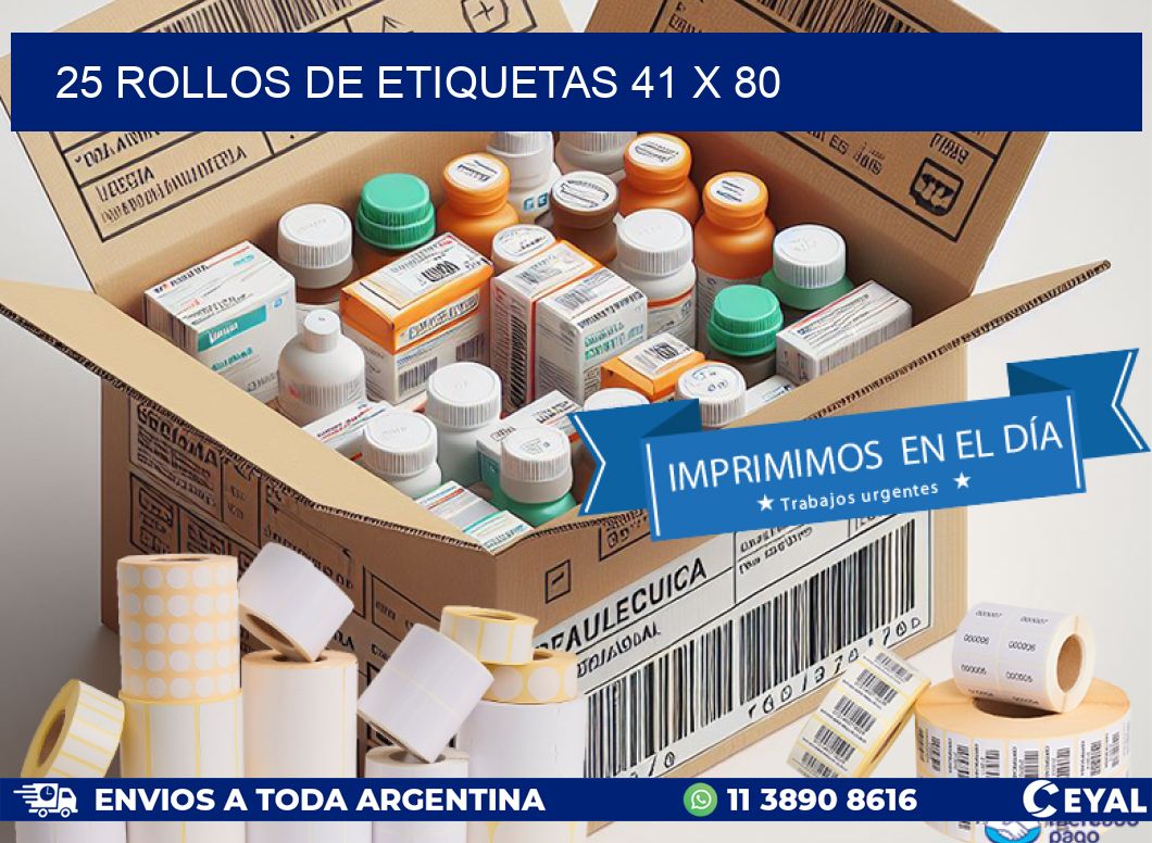 25 ROLLOS DE ETIQUETAS 41 x 80