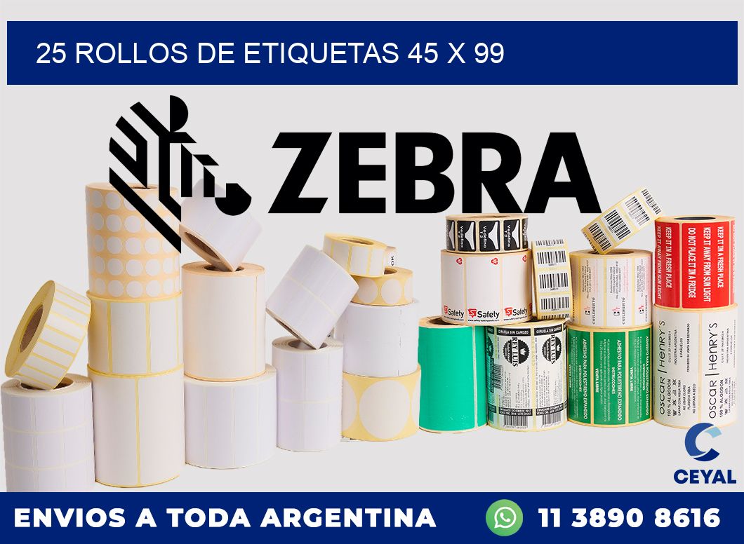 25 ROLLOS DE ETIQUETAS 45 x 99