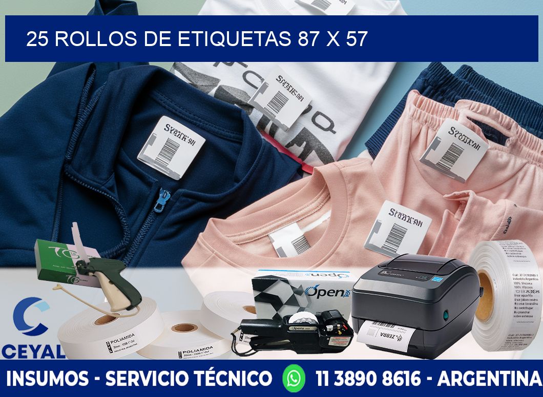 25 ROLLOS DE ETIQUETAS 87 x 57