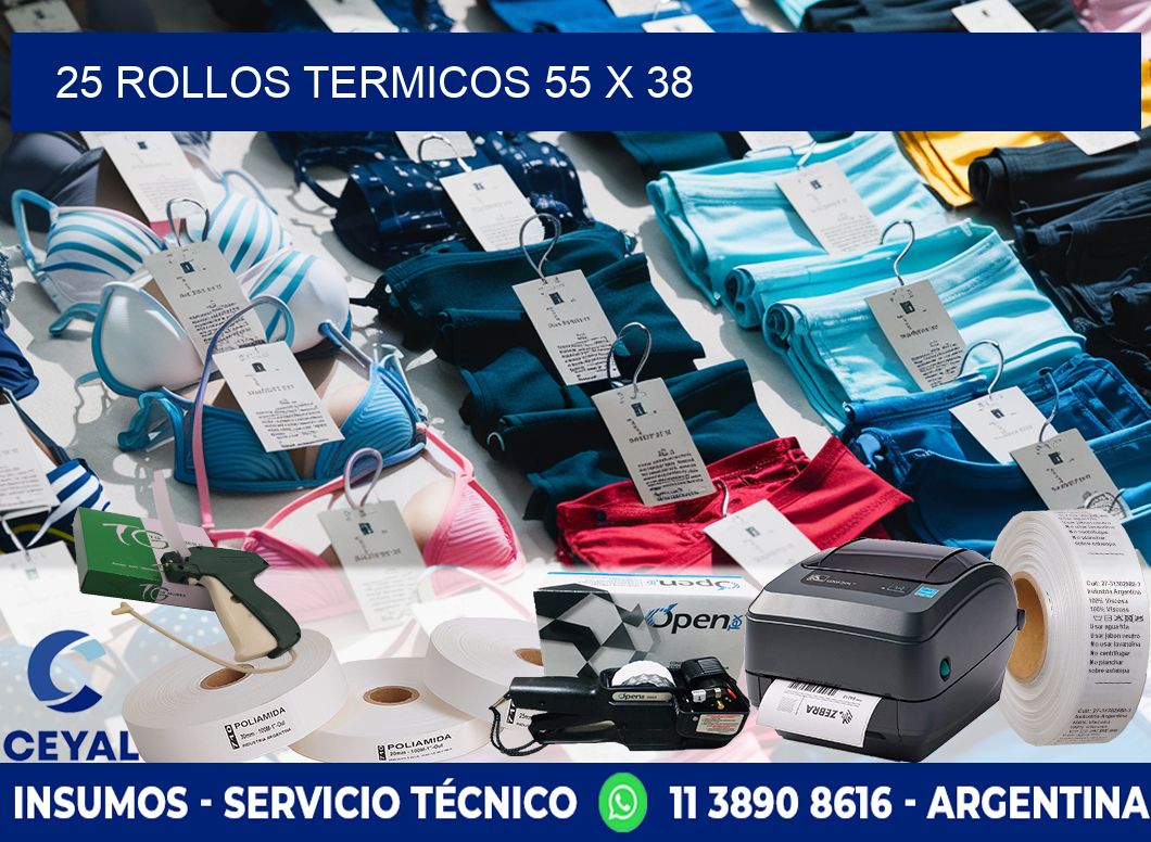 25 ROLLOS TERMICOS 55 x 38