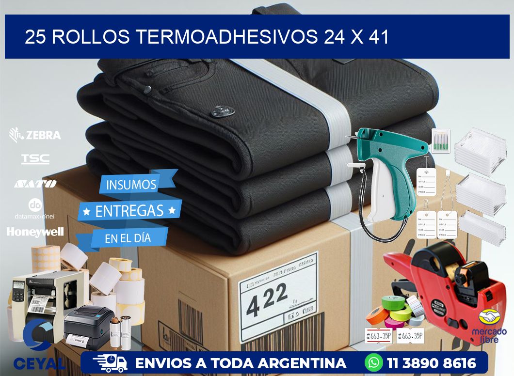 25 ROLLOS TERMOADHESIVOS 24 x 41