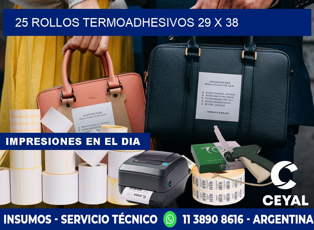 25 ROLLOS TERMOADHESIVOS 29 x 38