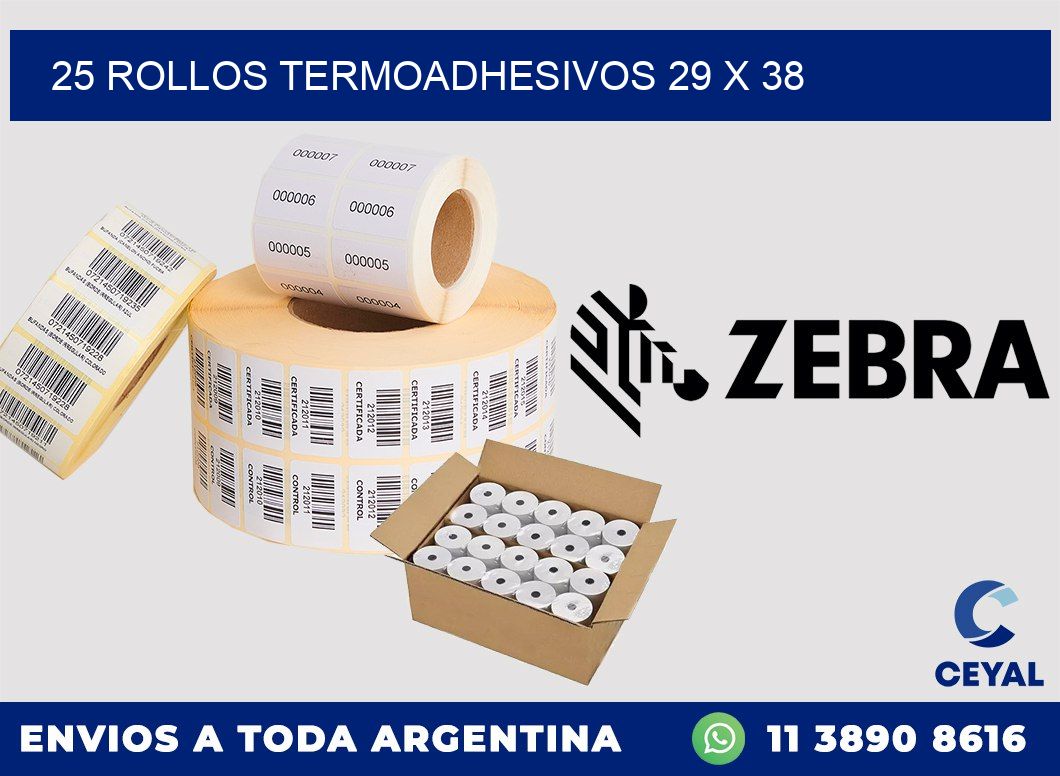 25 ROLLOS TERMOADHESIVOS 29 x 38
