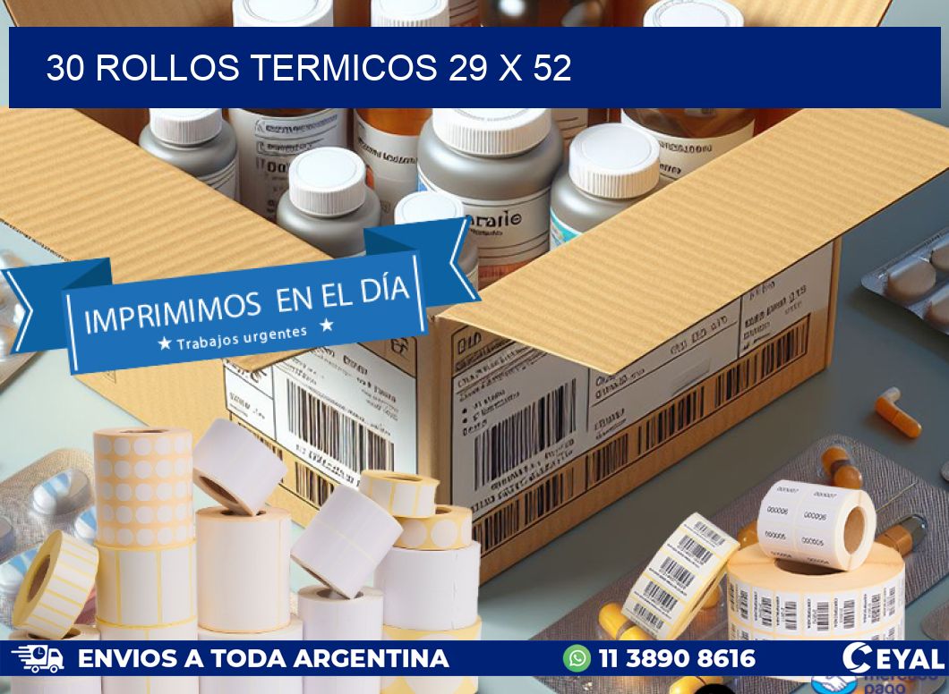 30 ROLLOS TERMICOS 29 x 52