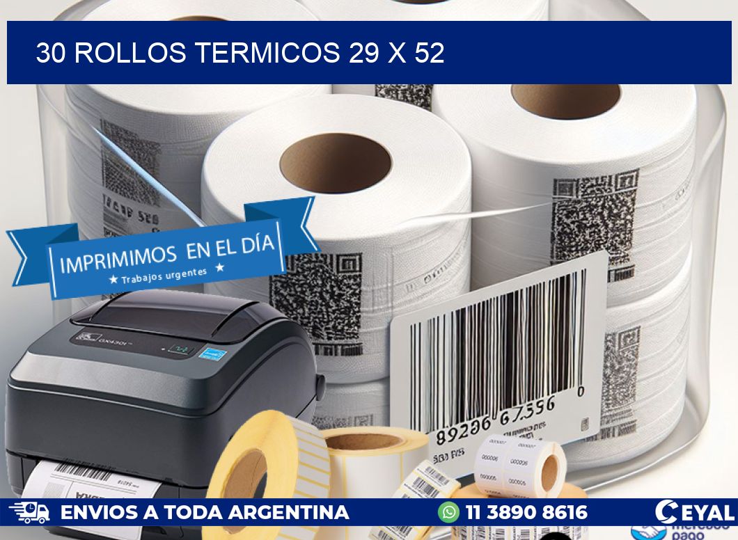 30 ROLLOS TERMICOS 29 x 52
