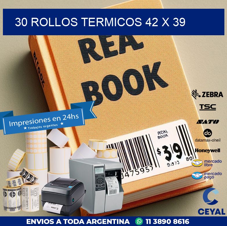 30 ROLLOS TERMICOS 42 x 39