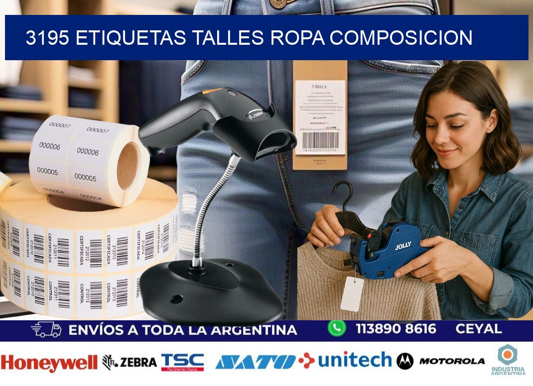 3195 ETIQUETAS TALLES ROPA COMPOSICION