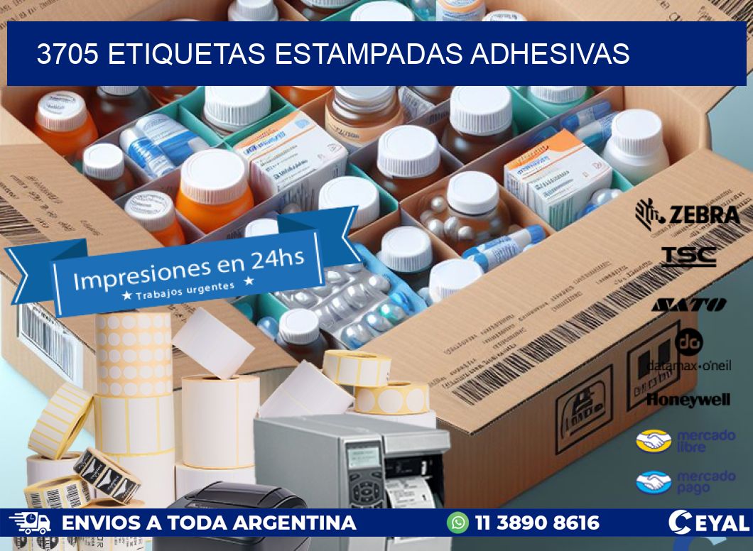 3705 etiquetas estampadas adhesivas
