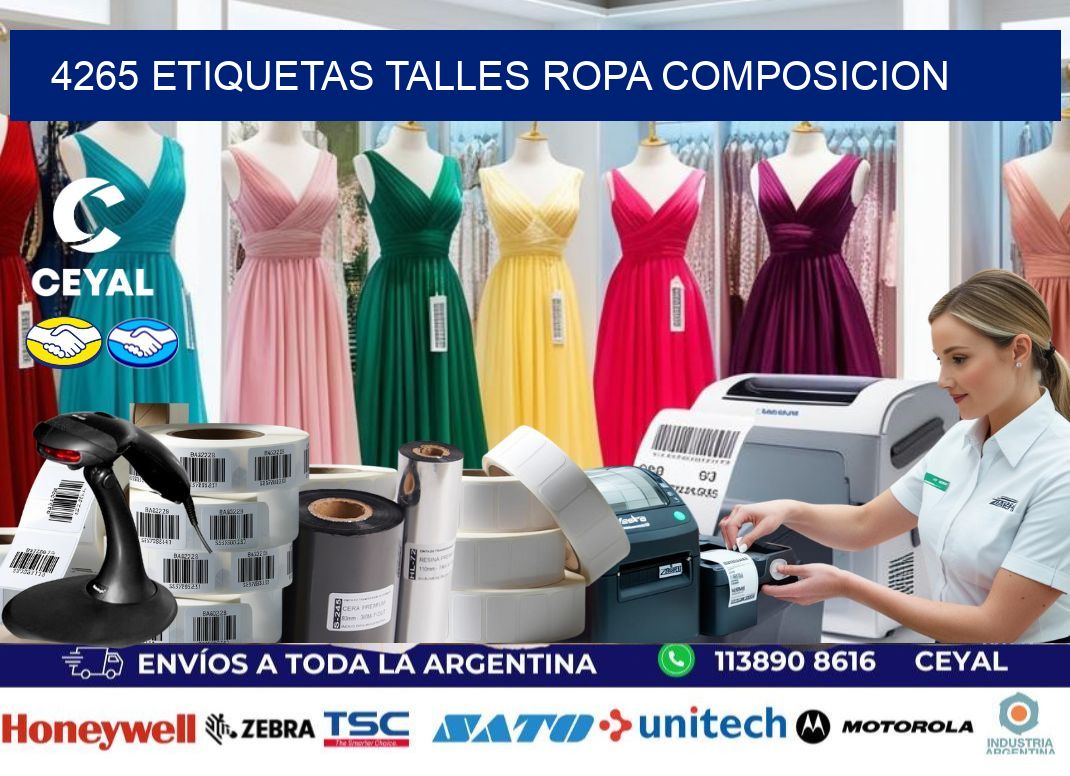 4265 ETIQUETAS TALLES ROPA COMPOSICION