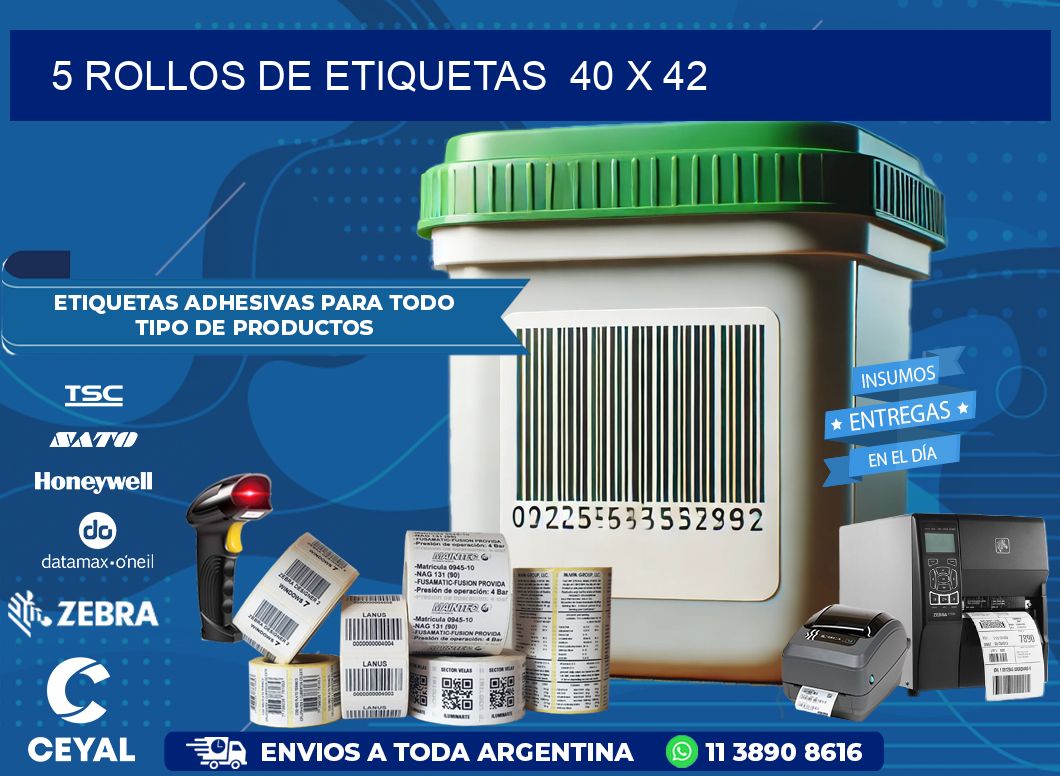 5 ROLLOS DE ETIQUETAS  40 x 42