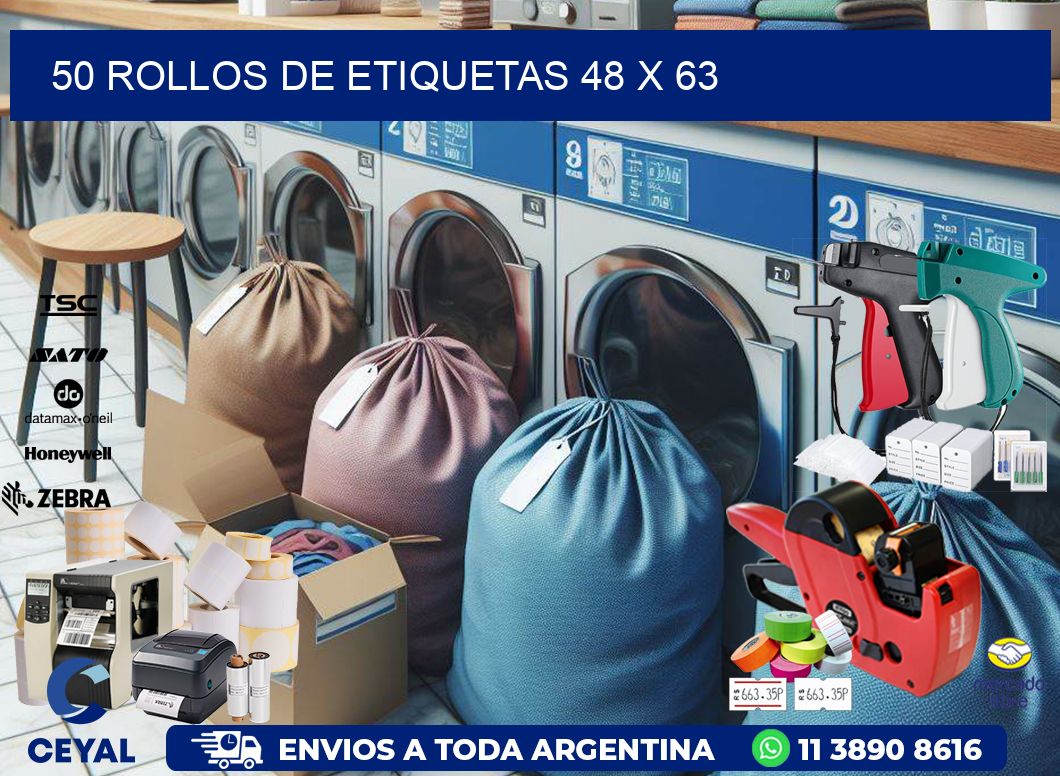 50 ROLLOS DE ETIQUETAS 48 x 63