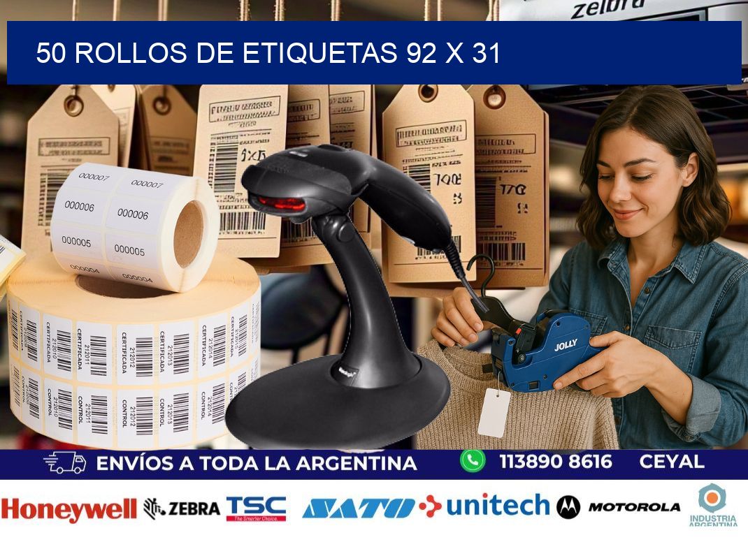 50 ROLLOS DE ETIQUETAS 92 x 31