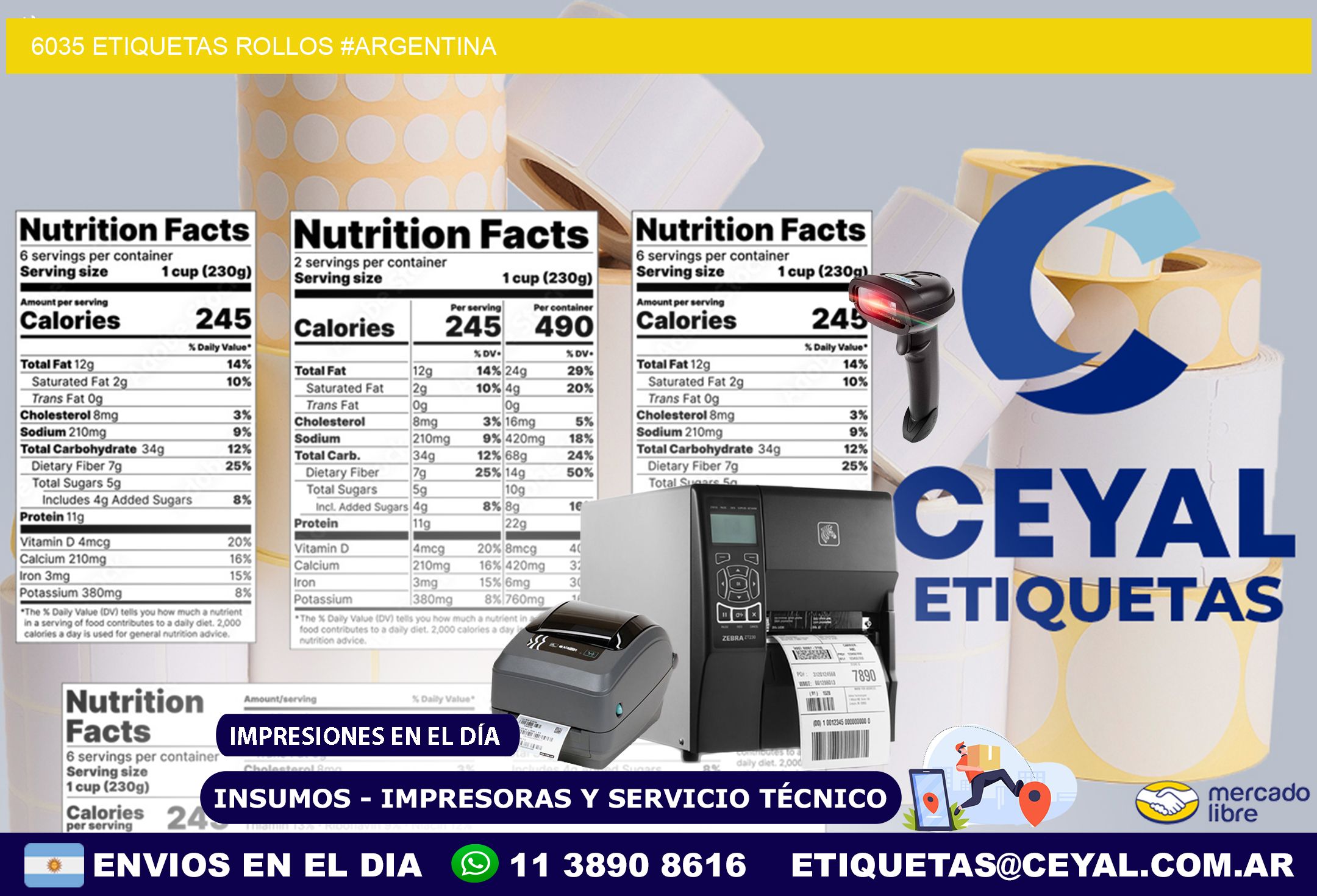 6035 etiquetas rollos #ARGENTINA