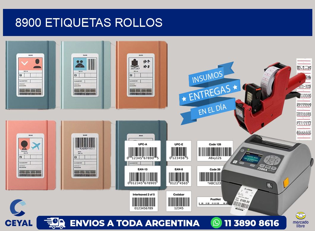8900 etiquetas rollos