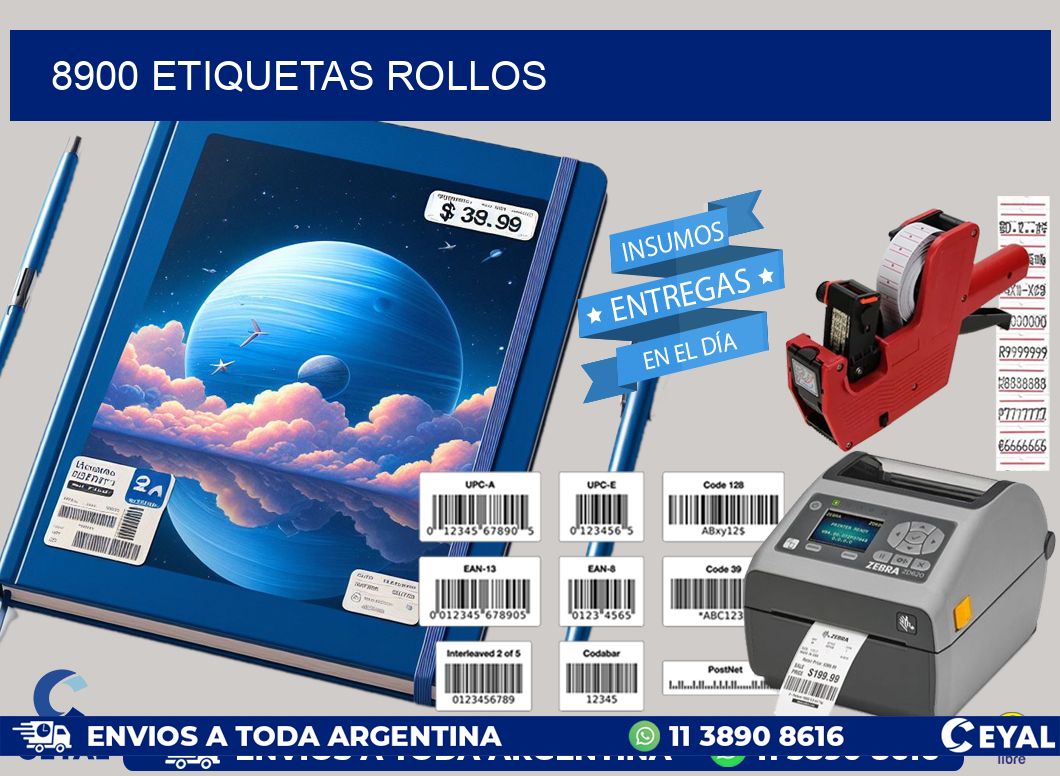 8900 etiquetas rollos