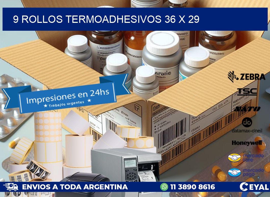9 ROLLOS TERMOADHESIVOS 36 x 29