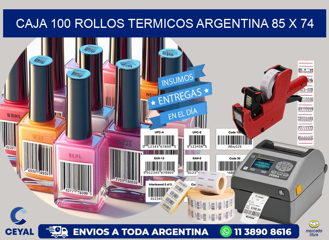 CAJA 100 ROLLOS TERMICOS ARGENTINA 85 x 74