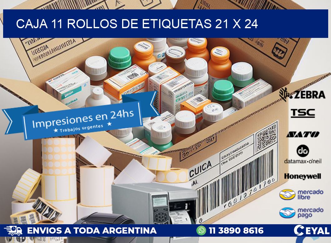 CAJA 11 ROLLOS DE ETIQUETAS 21 x 24
