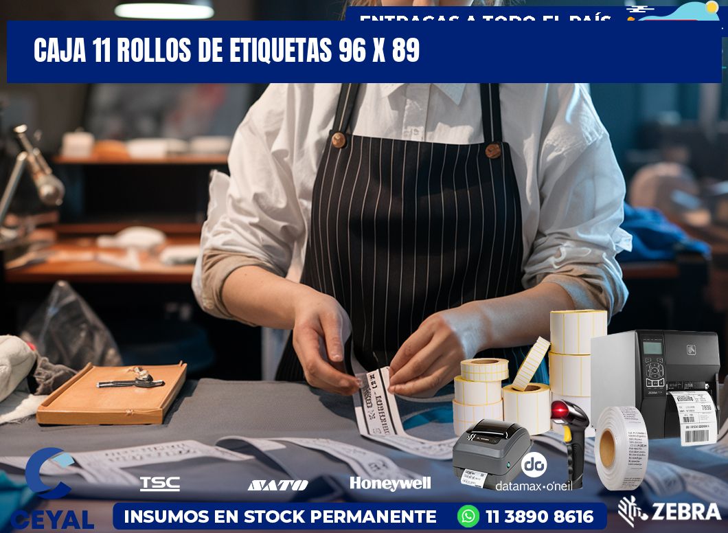 CAJA 11 ROLLOS DE ETIQUETAS 96 x 89