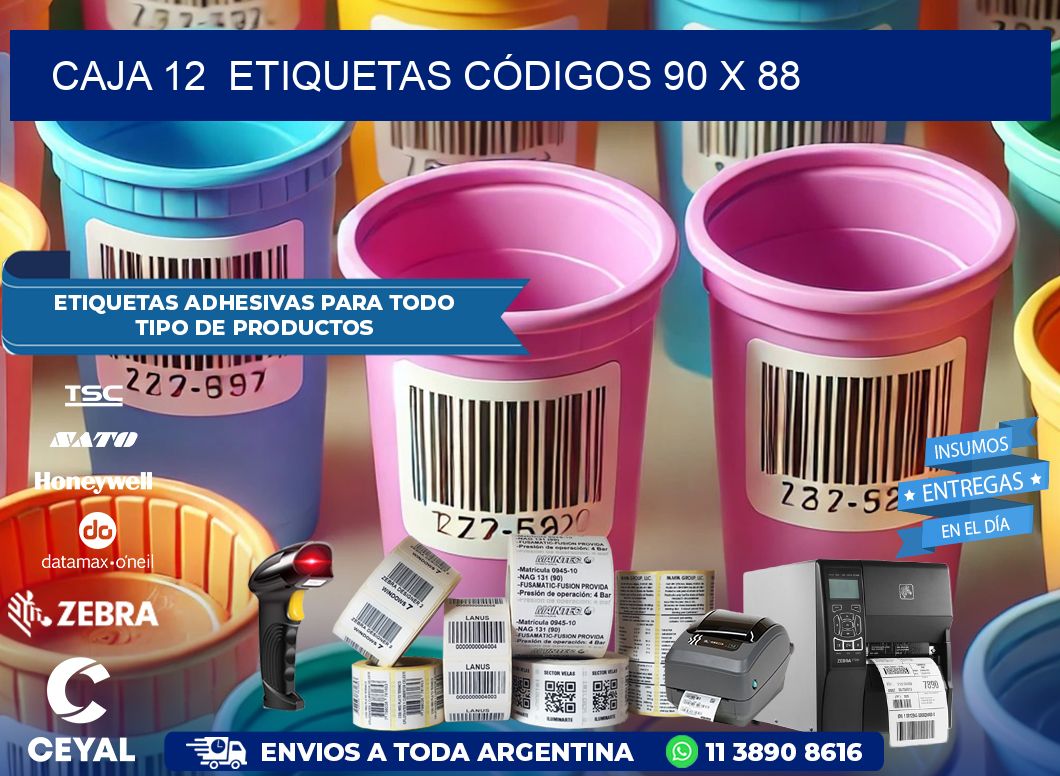 CAJA 12  ETIQUETAS CÓDIGOS 90 x 88