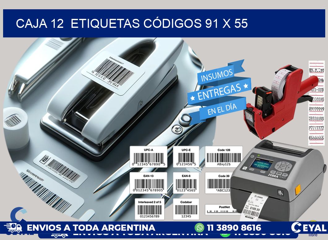 CAJA 12  ETIQUETAS CÓDIGOS 91 x 55