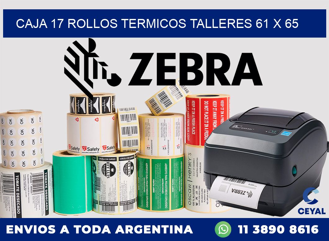 CAJA 17 ROLLOS TERMICOS TALLERES 61 x 65