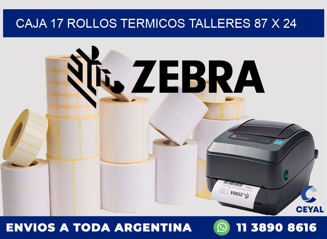 CAJA 17 ROLLOS TERMICOS TALLERES 87 x 24