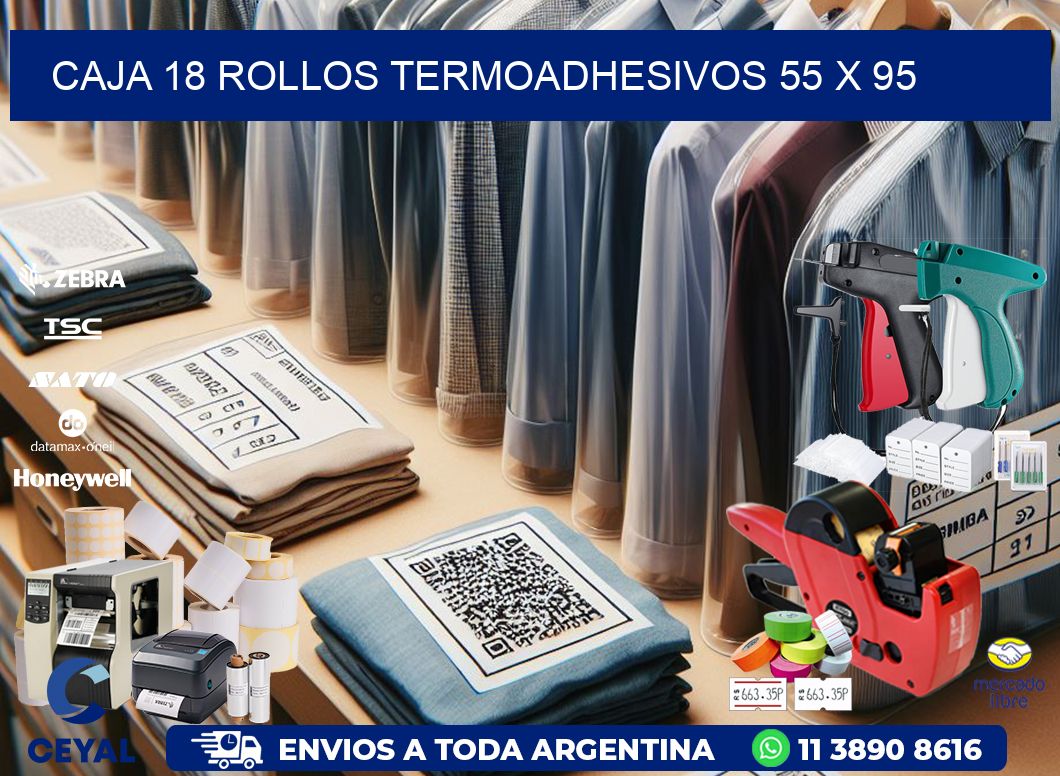 CAJA 18 ROLLOS TERMOADHESIVOS 55 x 95