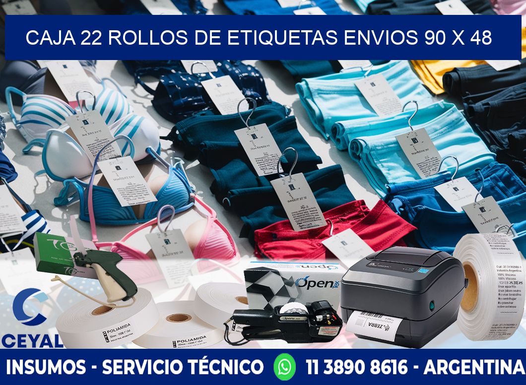 CAJA 22 ROLLOS DE ETIQUETAS ENVIOS 90 x 48