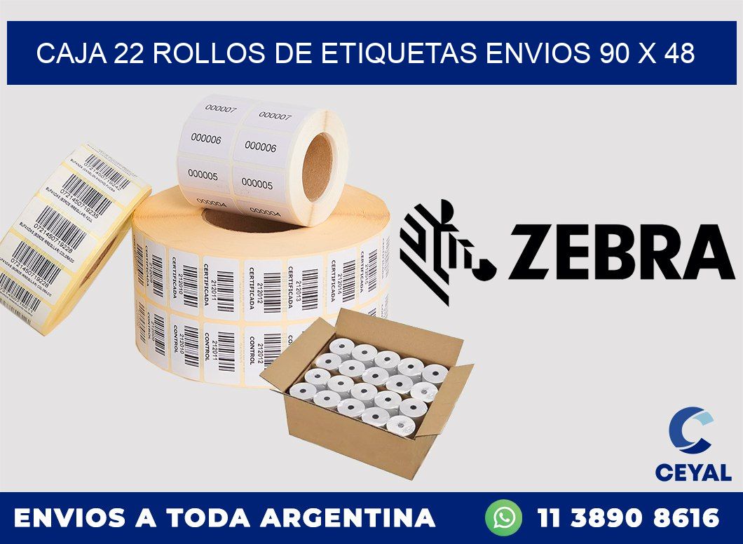 CAJA 22 ROLLOS DE ETIQUETAS ENVIOS 90 x 48
