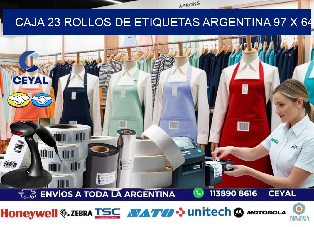 CAJA 23 ROLLOS DE ETIQUETAS ARGENTINA 97 x 64
