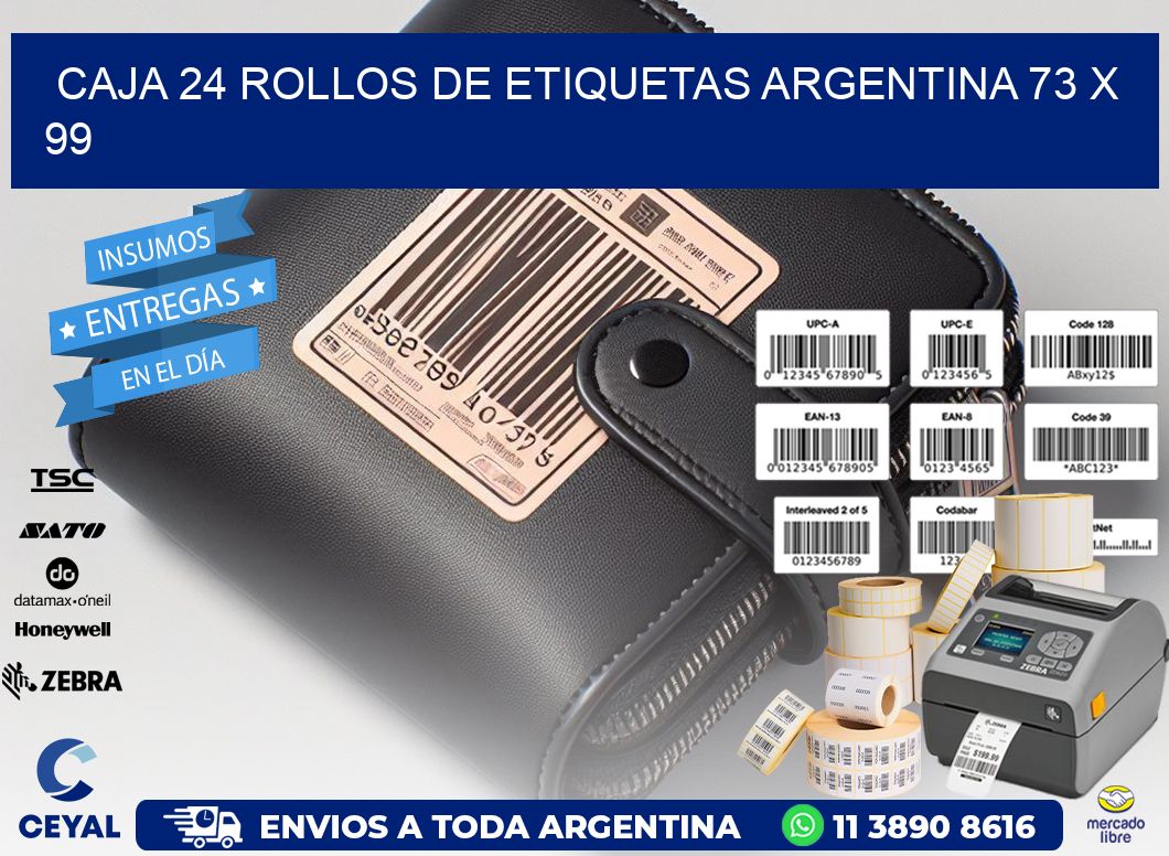 CAJA 24 ROLLOS DE ETIQUETAS ARGENTINA 73 x 99