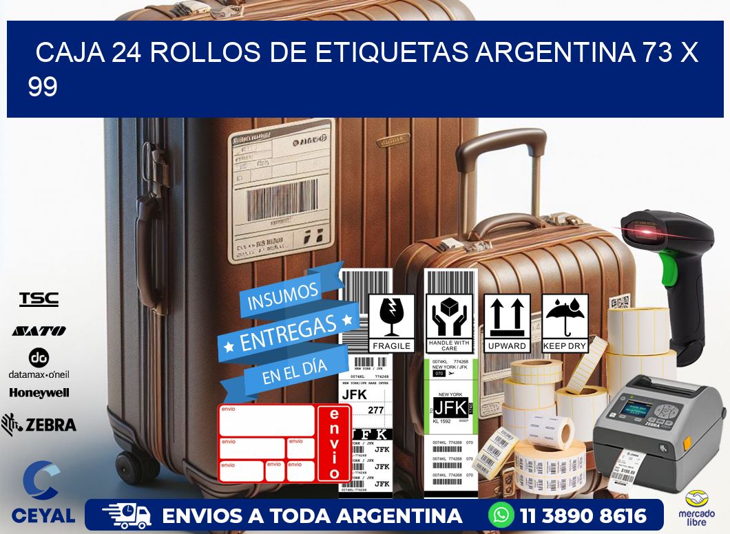 CAJA 24 ROLLOS DE ETIQUETAS ARGENTINA 73 x 99