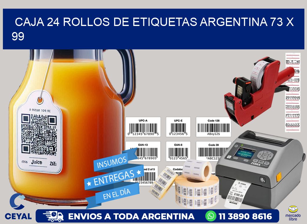 CAJA 24 ROLLOS DE ETIQUETAS ARGENTINA 73 x 99