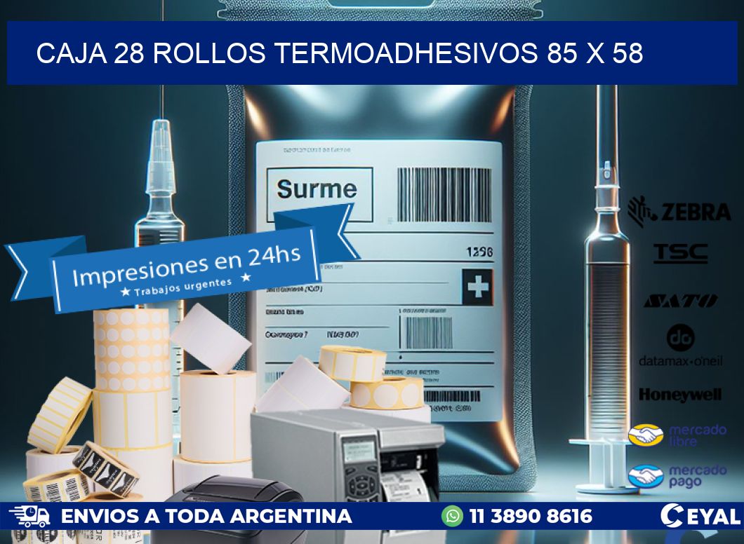 CAJA 28 ROLLOS TERMOADHESIVOS 85 x 58